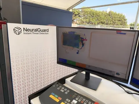 NeuralGuard EyeFox live detection screen at a UK event checkpoint