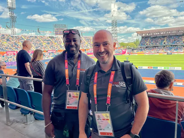 RedteQ team members in the stadium at the Commonwealth Games