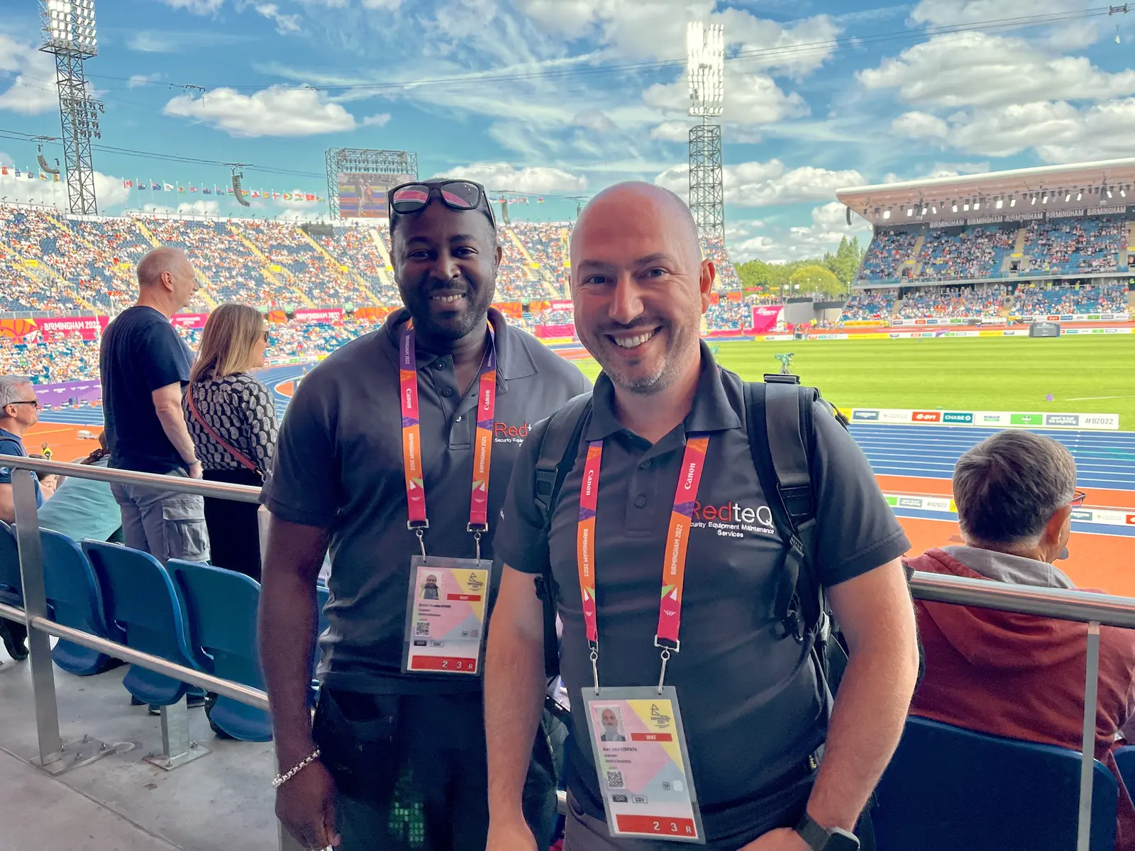 RedteQ team members at the Commonwealth Games stadium