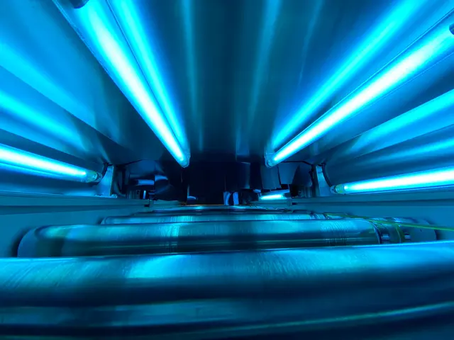 Inside the UVC tray disinfection tunnel built for Eurostar