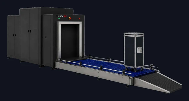 In-flight services trolley X-ray with a catering cart on the conveyor