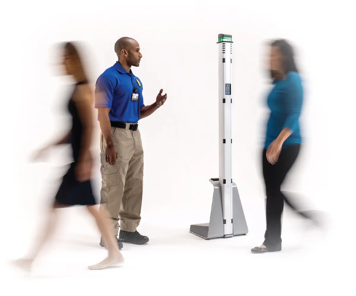 Metrasens Ultra concealed item detection system screening people walking past
