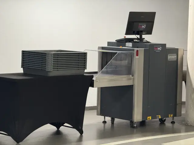 X-ray screening machine deployed at an NFL fan venue